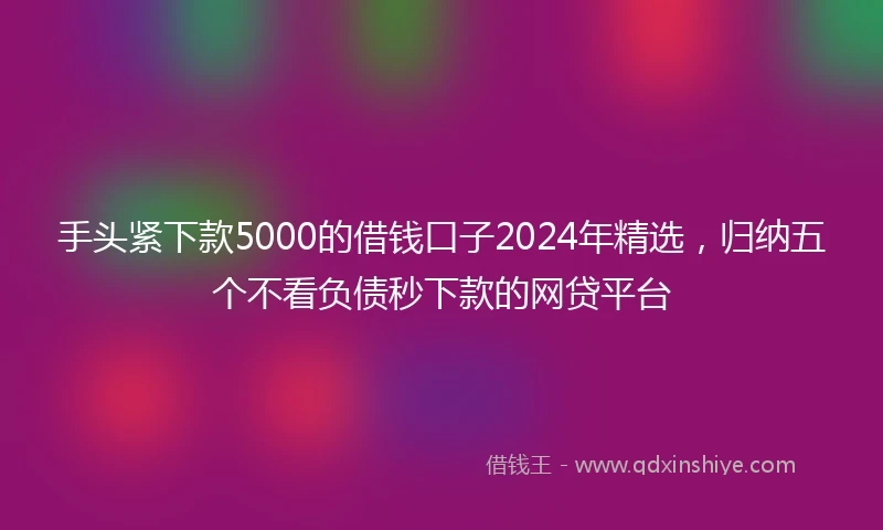 手头紧下款5000的借钱口子2024年精选，归纳五个不看负债秒下款的网贷平台