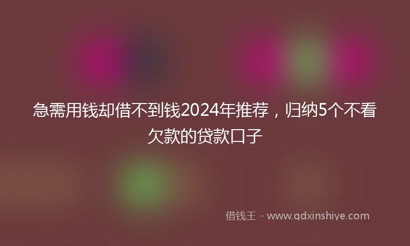 急需用钱却借不到钱2024年推荐，归纳5个不看欠款的贷款口子
