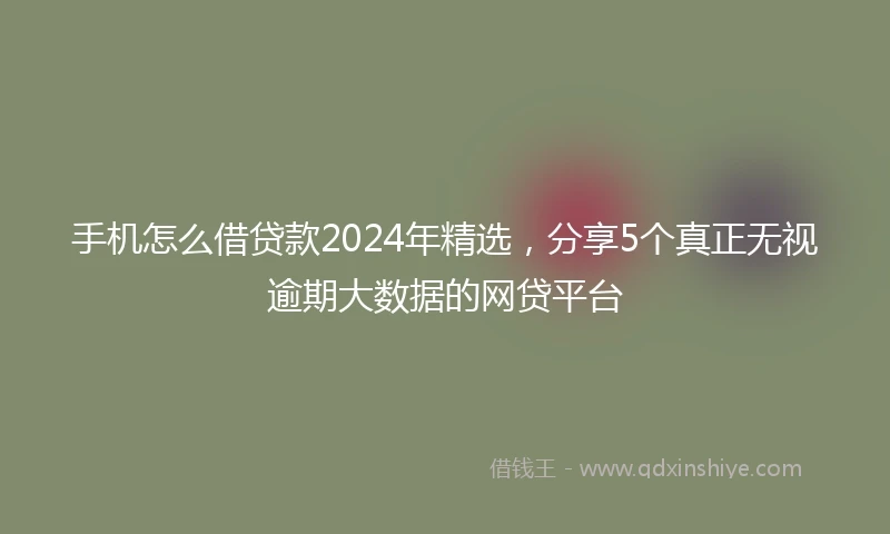 手机怎么借贷款2024年精选，分享5个真正无视逾期大数据的网贷平台