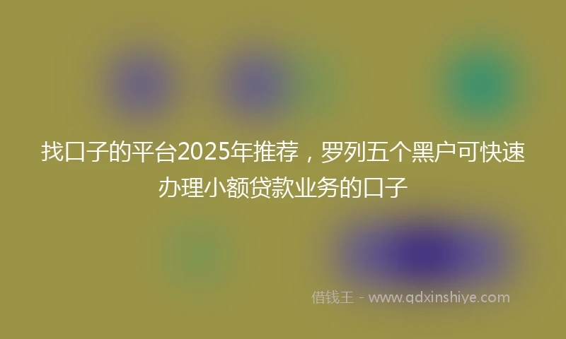 找口子的平台2025年推荐,罗列五个黑户可快速办理小额贷款业务的口子