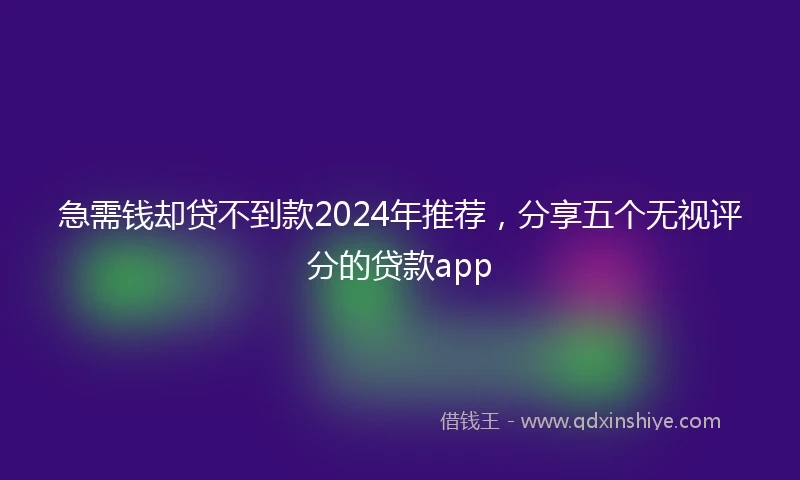 急需钱却贷不到款2024年推荐，分享五个无视评分的贷款app