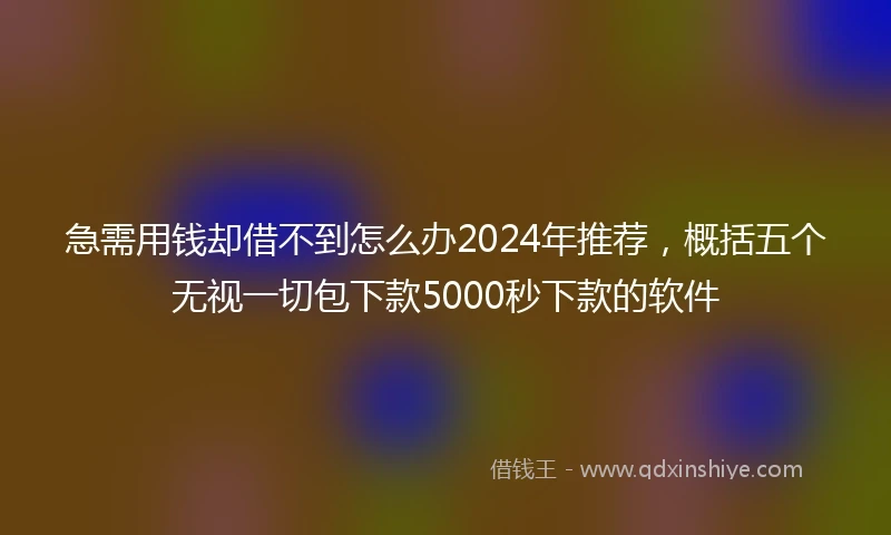 急需用钱却借不到怎么办2024年推荐，概括五个无视一切包下款5000秒下款的软件