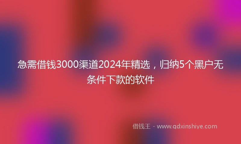 急需借钱3000渠道2024年精选，归纳5个黑户无条件下款的软件
