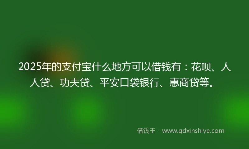 2025年的支付宝什么地方可以借钱有：花呗、人人贷、功夫贷、平安口袋银行、惠商贷等。
