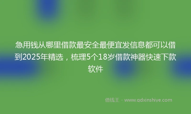 急用钱从哪里借款最安全最便宜发信息都可以借到2025年精选，梳理5个18岁借款神器快速下款软件