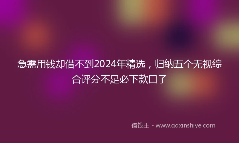 急需用钱却借不到2024年精选，归纳五个无视综合评分不足必下款口子