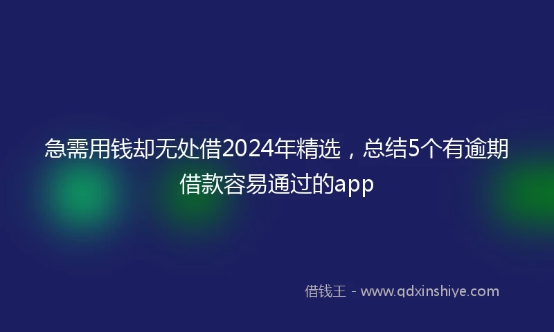 急需用钱却无处借2024年精选，总结5个有逾期借款容易通过的app
