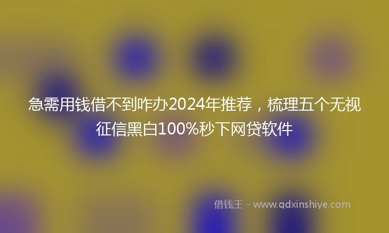 急需用钱借不到咋办2024年推荐，梳理五个无视征信黑白100%秒下网贷软件