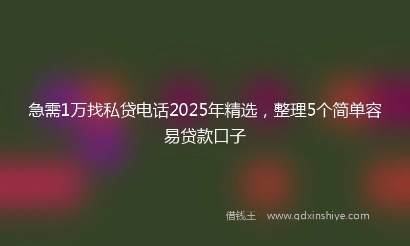 急需1万找私贷电话2025年精选，整理5个简单容易贷款口子