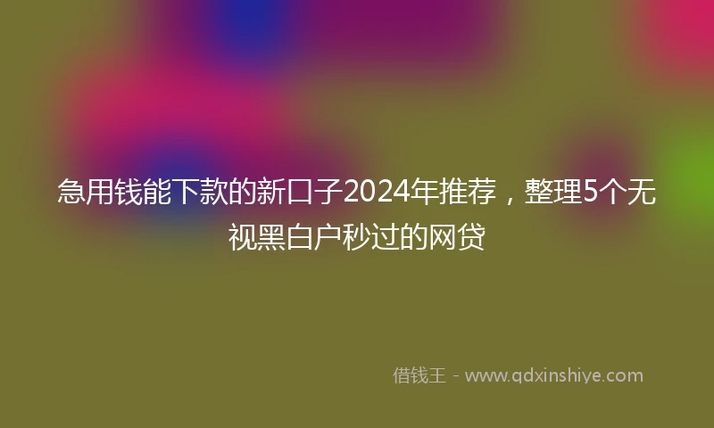 急用钱能下款的新口子2024年推荐，整理5个无视黑白户秒过的网贷