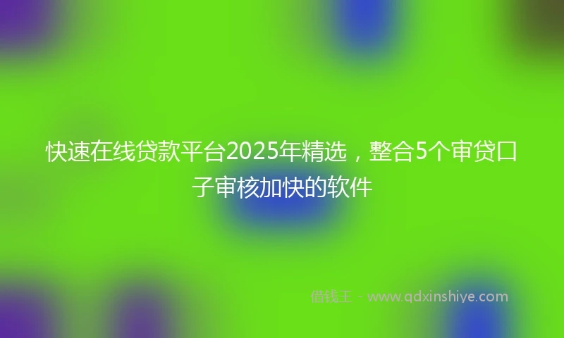 快速在线贷款平台2025年精选，整合5个审贷口子审核加快的软件
