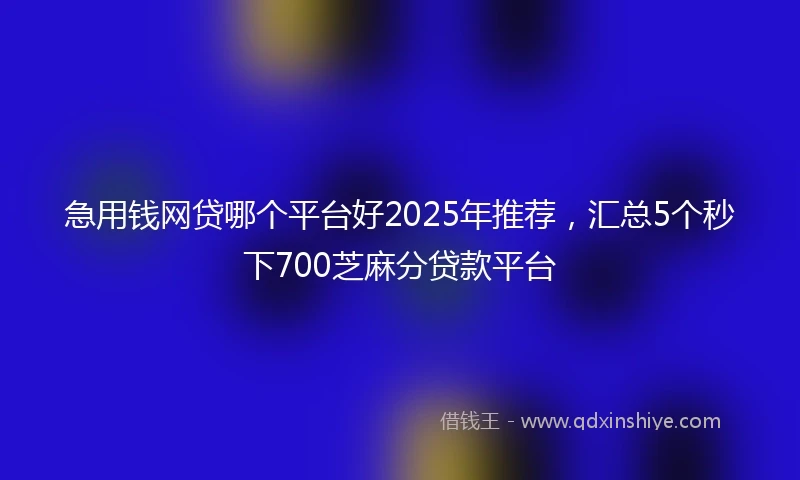 急用钱网贷哪个平台好2025年推荐，汇总5个秒下700芝麻分贷款平台
