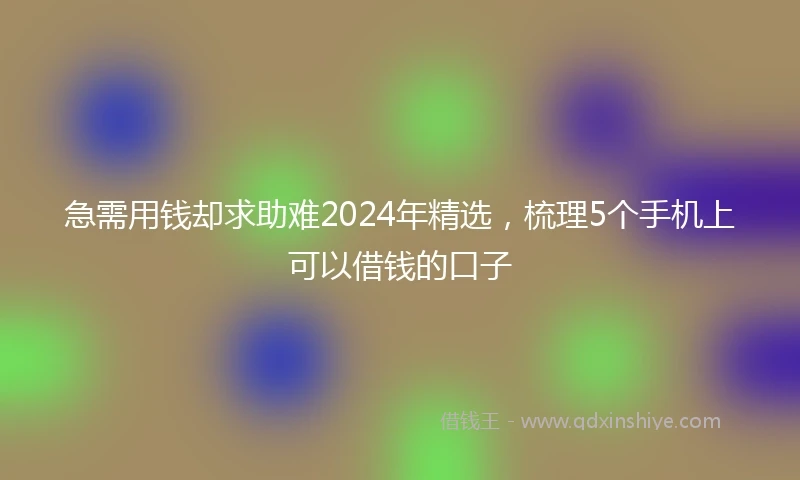 急需用钱却求助难2024年精选，梳理5个手机上可以借钱的口子