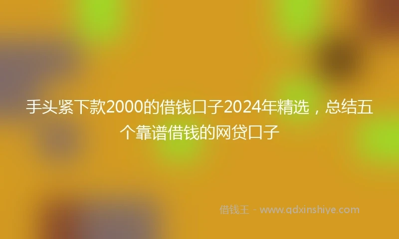 手头紧下款2000的借钱口子2024年精选，总结五个靠谱借钱的网贷口子