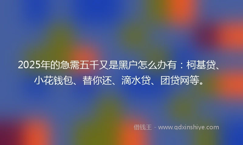 2025年的急需五千又是黑户怎么办有：柯基贷、小花钱包、替你还、滴水贷、团贷网等。