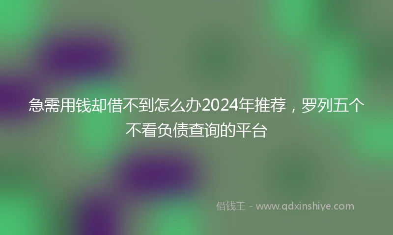 急需用钱却借不到怎么办2024年推荐，罗列五个不看负债查询的平台