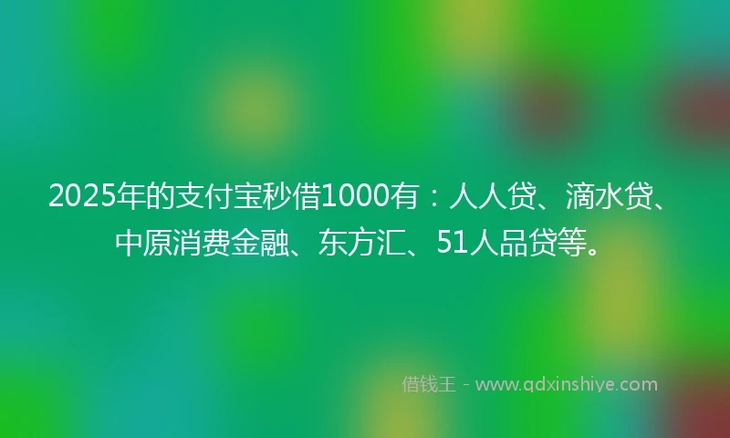2025年的支付宝秒借1000有：人人贷、滴水贷、中原消费金融、东方汇、51人品贷等。