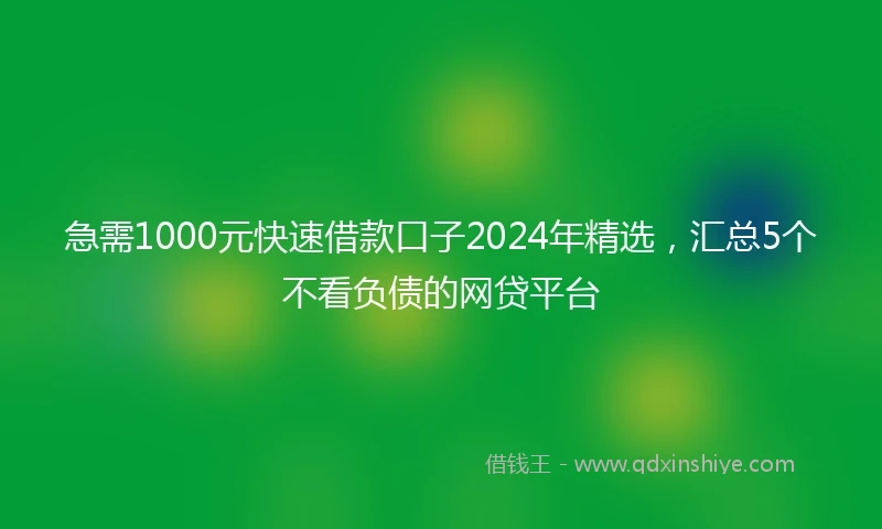 急需1000元快速借款口子2024年精选，汇总5个不看负债的网贷平台