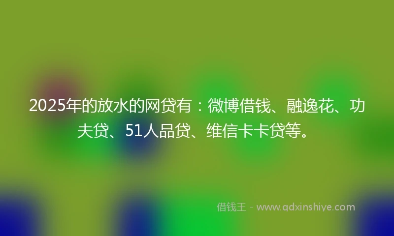 2025年的放水的网贷有：微博借钱、融逸花、功夫贷、51人品贷、维信卡卡贷等。
