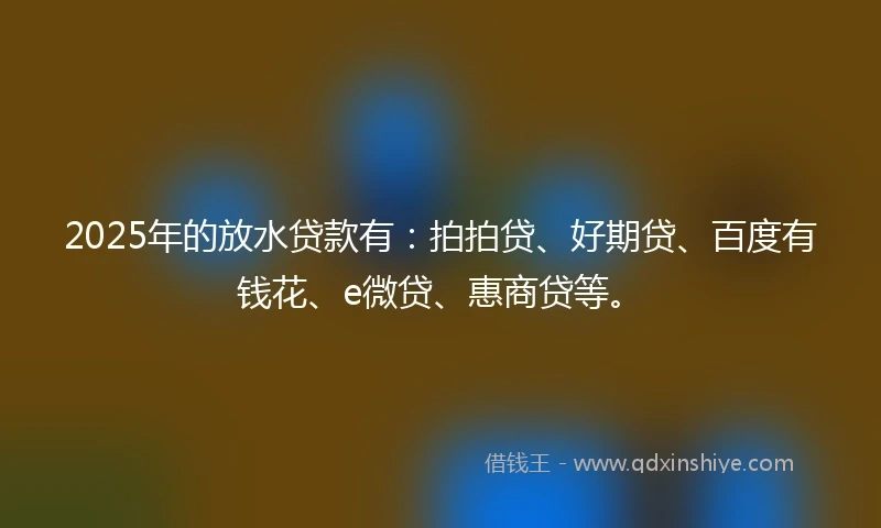 2025年的放水贷款有：拍拍贷、好期贷、百度有钱花、e微贷、惠商贷等。