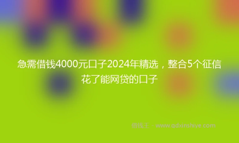 急需借钱4000元口子2024年精选，整合5个征信花了能网贷的口子