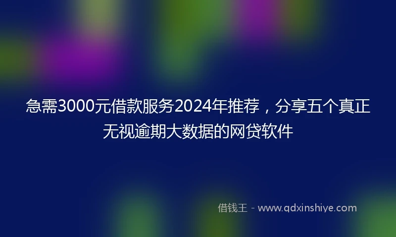 急需3000元借款服务2024年推荐，分享五个真正无视逾期大数据的网贷软件