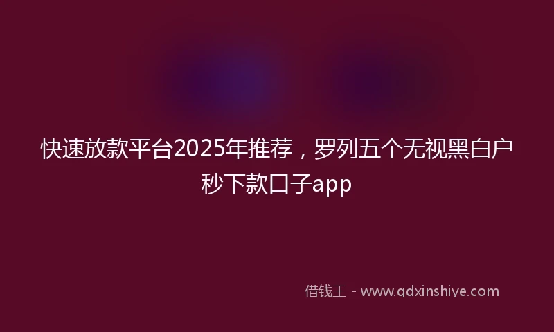 快速放款平台2025年推荐，罗列五个无视黑白户秒下款口子app