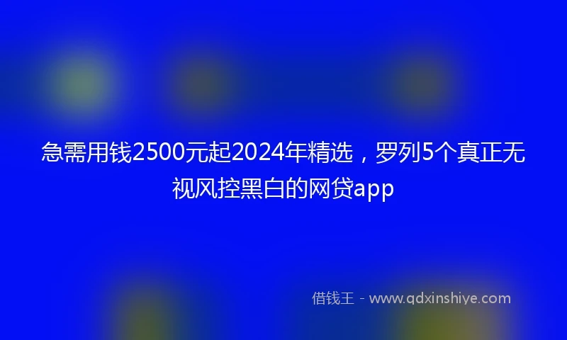 急需用钱2500元起2024年精选，罗列5个真正无视风控黑白的网贷app