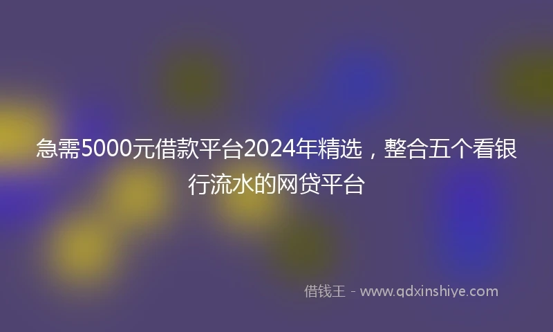 急需5000元借款平台2024年精选，整合五个看银行流水的网贷平台