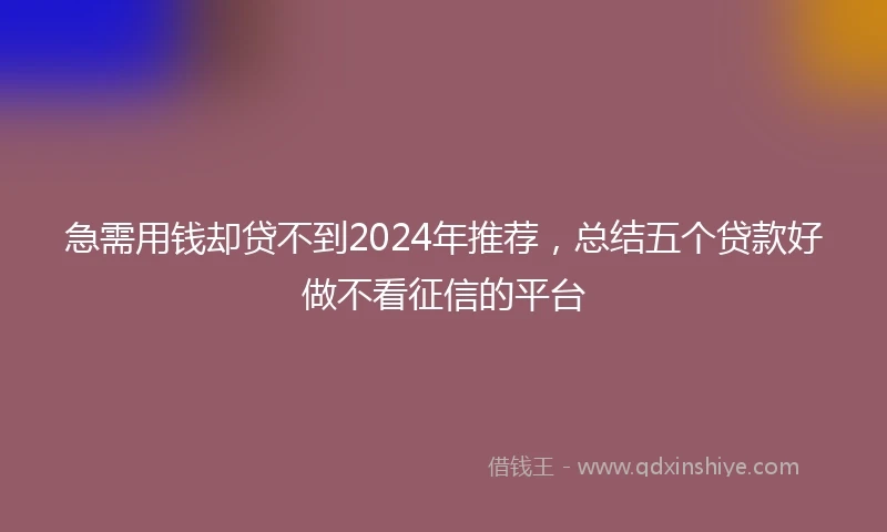 急需用钱却贷不到2024年推荐，总结五个贷款好做不看征信的平台