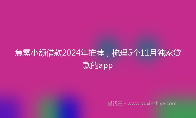 急需小额借款2024年推荐，梳理5个11月独家贷款的app