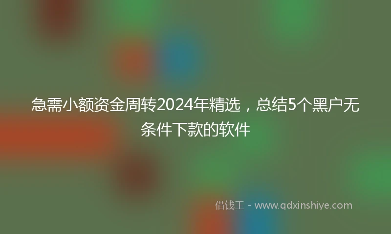 急需小额资金周转2024年精选，总结5个黑户无条件下款的软件