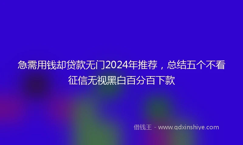 急需用钱却贷款无门2024年推荐，总结五个不看征信无视黑白百分百下款