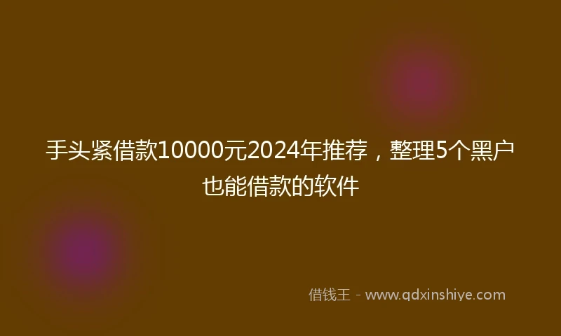 手头紧借款10000元2024年推荐，整理5个黑户也能借款的软件