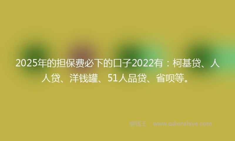 2025年的担保费必下的口子2022有：柯基贷、人人贷、洋钱罐、51人品贷、省呗等。