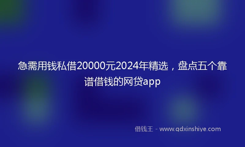 急需用钱私借20000元2024年精选，盘点五个靠谱借钱的网贷app
