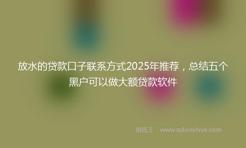 放水的贷款口子联系方式2025年推荐，总结五个黑户可以做大额贷款软件