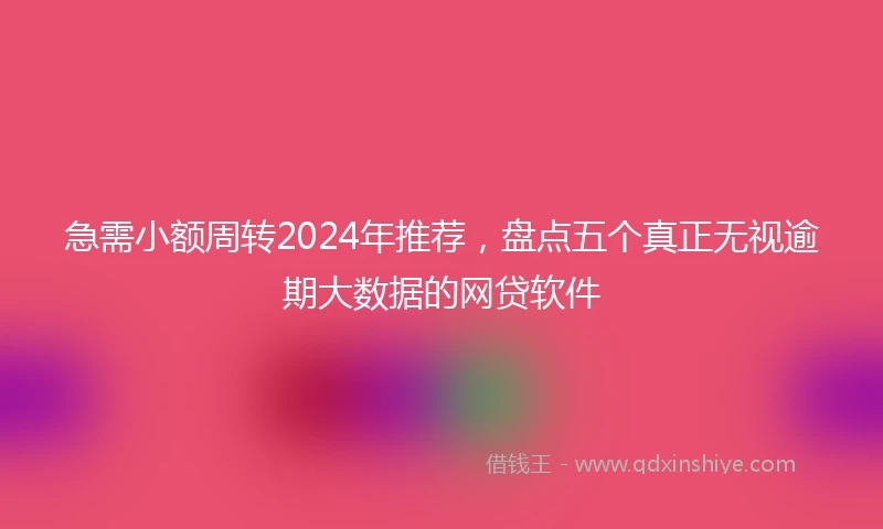 急需小额周转2024年推荐，盘点五个真正无视逾期大数据的网贷软件