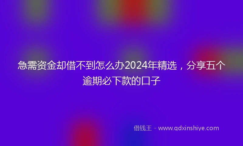 急需资金却借不到怎么办2024年精选，分享五个逾期必下款的口子