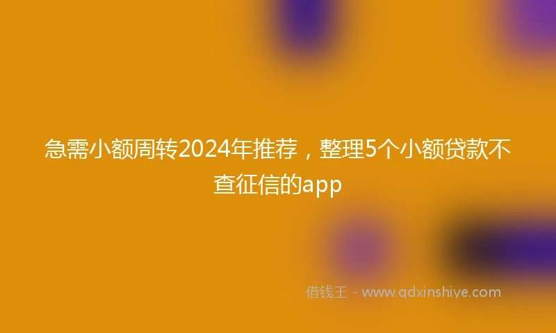 急需小额周转2024年推荐，整理5个小额贷款不查征信的app