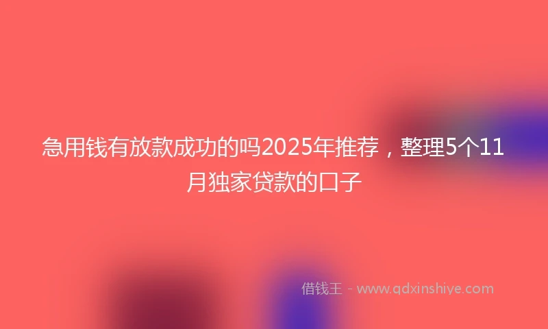 急用钱有放款成功的吗2025年推荐，整理5个11月独家贷款的口子