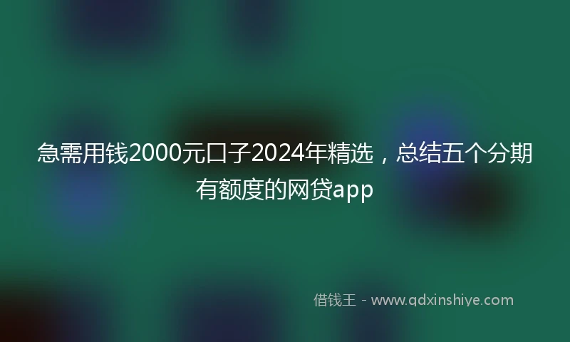 急需用钱2000元口子2024年精选，总结五个分期有额度的网贷app