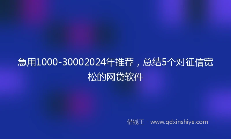 急用1000-30002024年推荐，总结5个对征信宽松的网贷软件
