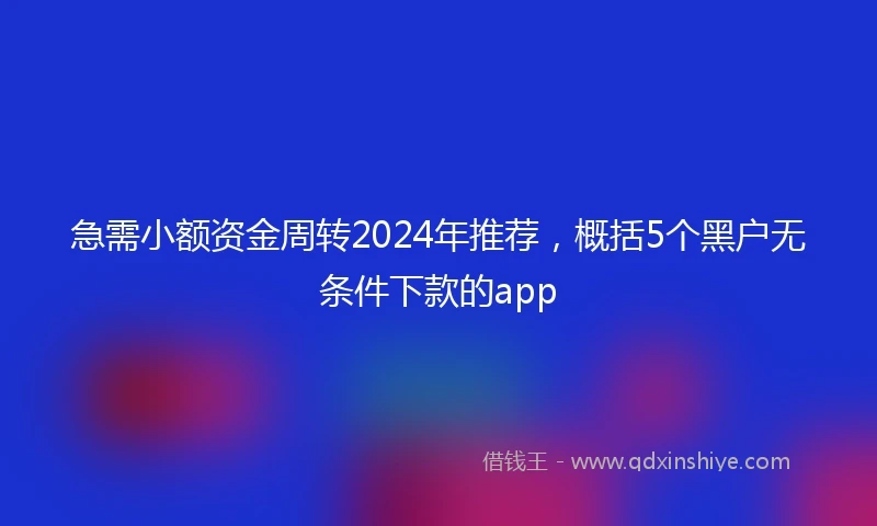 急需小额资金周转2024年推荐，概括5个黑户无条件下款的app
