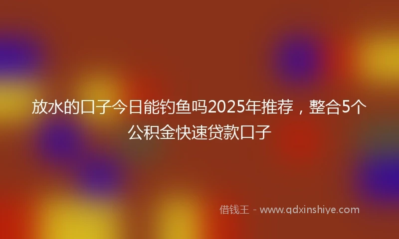 放水的口子今日能钓鱼吗2025年推荐，整合5个公积金快速贷款口子