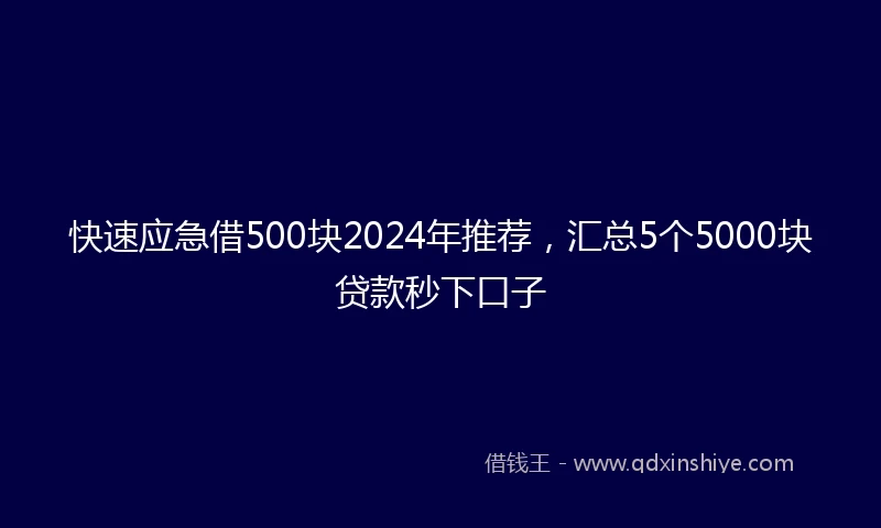 快速应急借500块2024年推荐，汇总5个5000块贷款秒下口子
