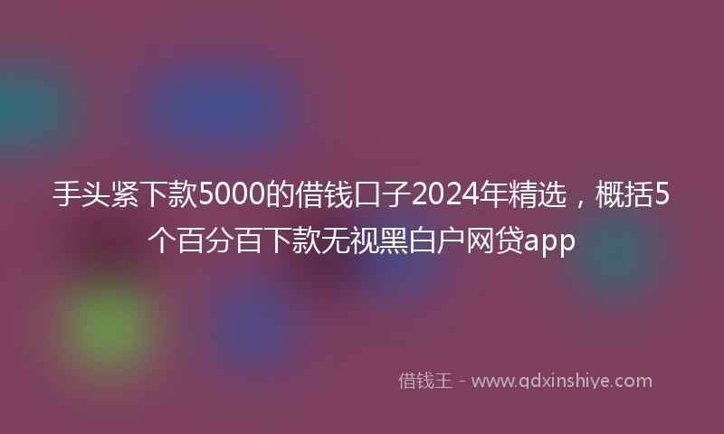 手头紧下款5000的借钱口子2024年精选，概括5个百分百下款无视黑白户网贷app