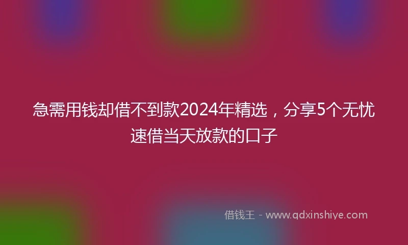 急需用钱却借不到款2024年精选，分享5个无忧速借当天放款的口子