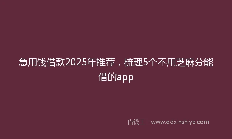 急用钱借款2025年推荐，梳理5个不用芝麻分能借的app