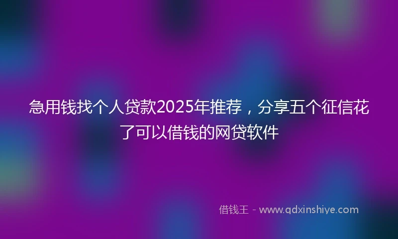 急用钱找个人贷款2025年推荐,分享五个征信花了可以借钱的网贷软件
